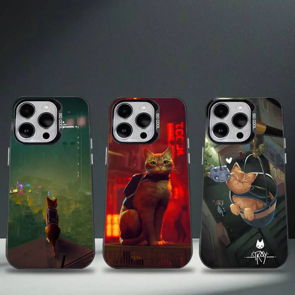 

S-Stray Cat Game Phone Case For iPhone 16,15,14,13,12,11,8,7,Pro,Max,Plus,Mini,XS,SE Anti Fall Black Matte Hard