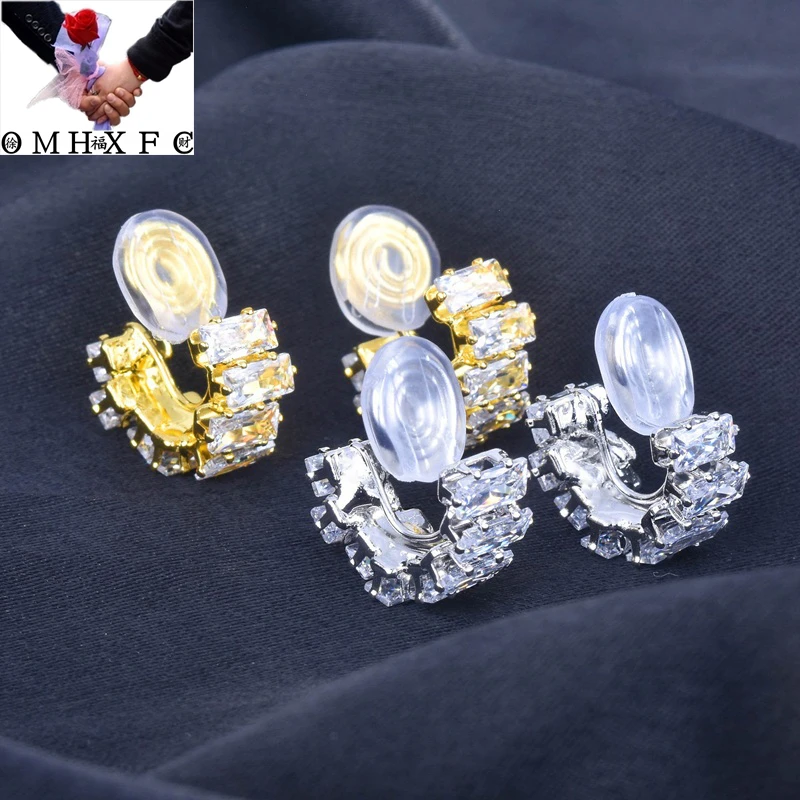 

Wholesale EA1079 European Fashion Woman Girl Party Birthday Wedding Gift Round AAA Zircon 18KT White Gold Clip Earrings