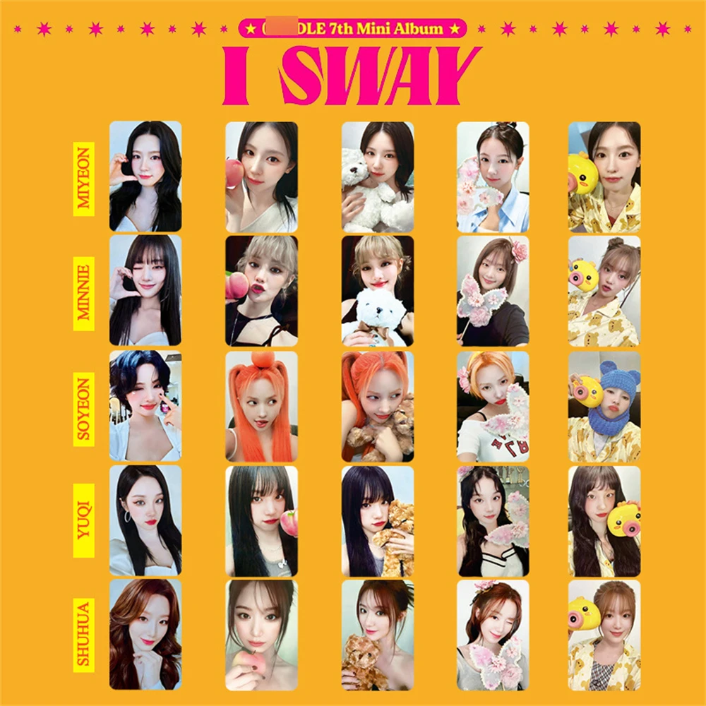 5PCS KPOP (G)I-DLE Album I SWAY Postcards MiYeon Soyeon YUQI Minnie Shuhua Photocard Double-sided LOMO Cards Fans Collection