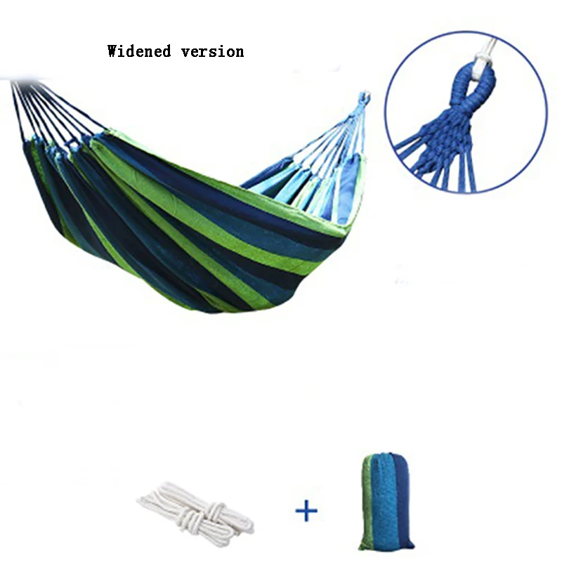 Outdoor Camping Indoor Swing Thickened Colored Strips Adult Double Anti-rollover Canvas Hammock No Wooden Sticks image 4
