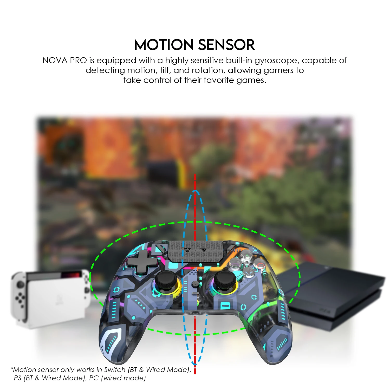 FANTECH NOVA PRO WGP14 V2 Gamepad sem fio com joysticks de efeito Hall e gatilhos controlador de jogos para PS4 PC Switch Android iOS