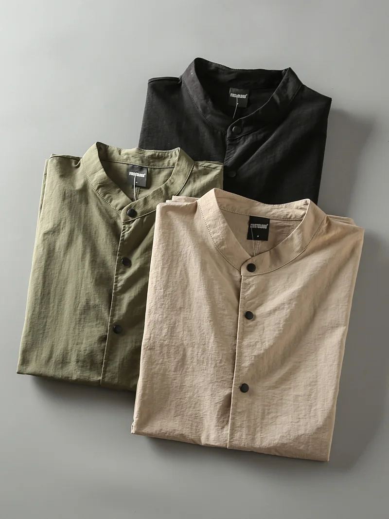 

Новая летняя легкая повседневная рубашка с коротким рукавом, быстросохнущая, дышащая, свободного кроя, однотонная, универсальная, тонкая, молодежная, популярная