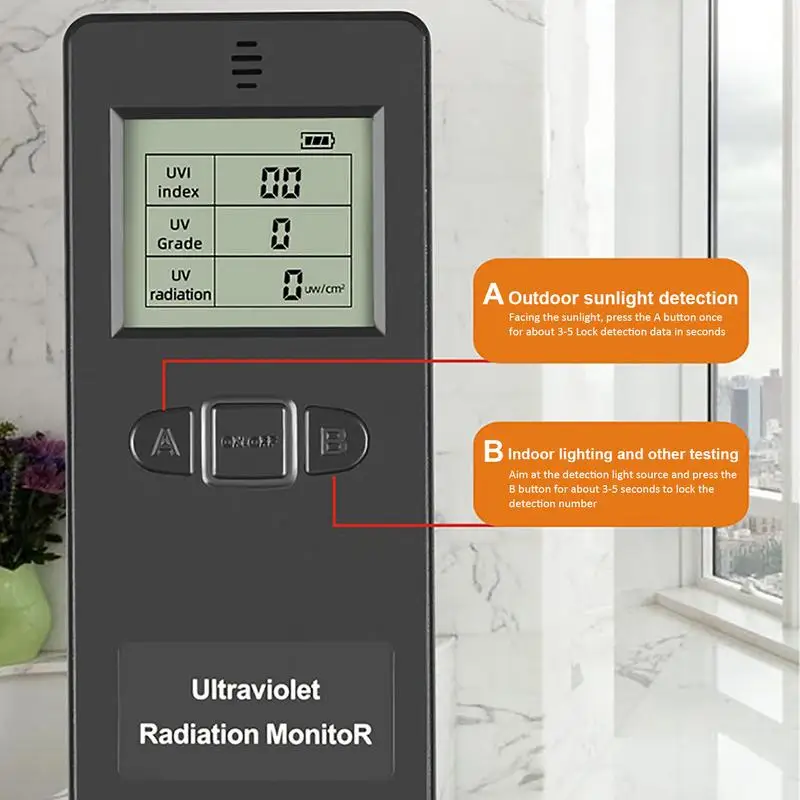 Uv Stralingsdetector Uv Uvi Meter Radiometer Tester Met Thermometer Display Straling Digitale Detector Met Beugel