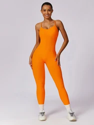 Seamless Beauty Back Yoga Jumpsuit Women's Sling Integrated Fitness Dance Sports Tight Jumpsuit