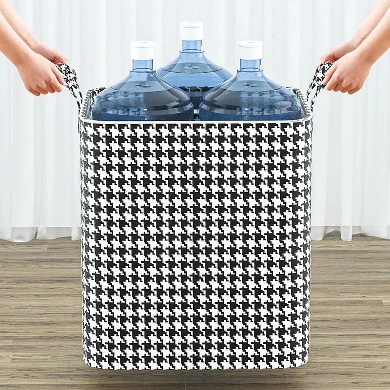 Houndstooth Non-woven Quilt Storage Bag Household Large capacity Clothes Packing Wardrobe Cabinet Travel Organizer