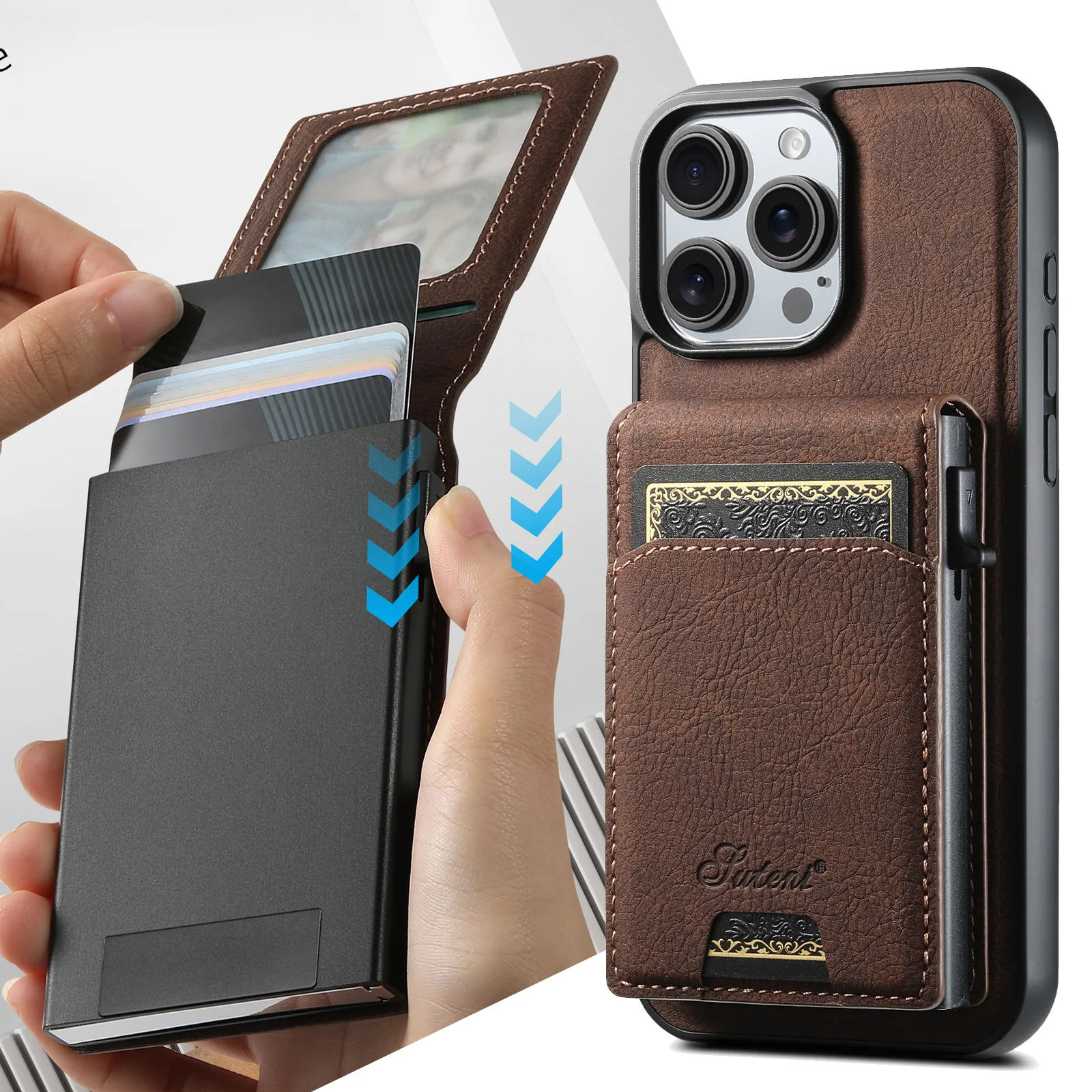 

case for iPhone 16 15 14 Magnetic 2in1 Card Box Wireless Charging MagSafe Mobile Phone Case Valley