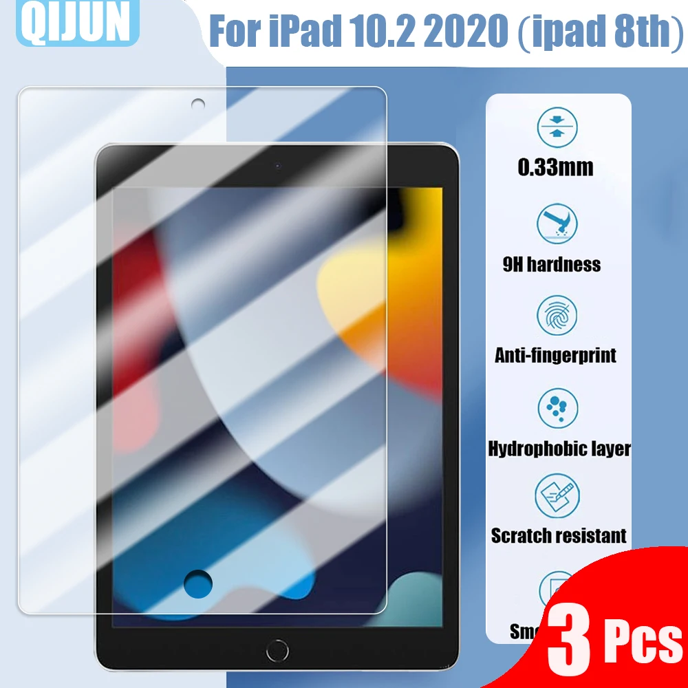 

Tablet Tempered glass film For Apple iPad 10.2" 2020 8th ipad8 Explosion proof and scratch Anti fingerprint 3 Pcs A2270 A2428