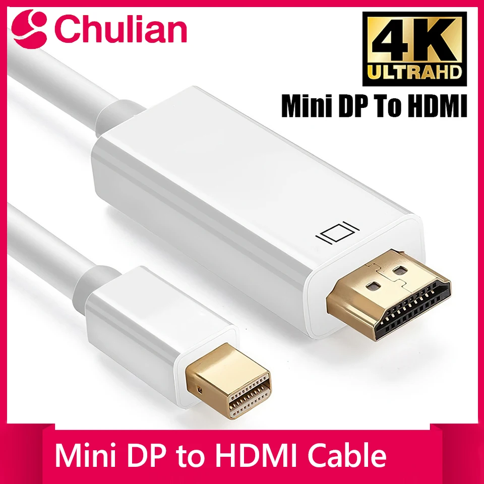 Mini DP(DisplayPort) To HDMI Cable For Macbook Air/Pro iMac Mac Surface Pro Thunderbolt 1 2 Adapter Mini Display Port Wire 4K/2K