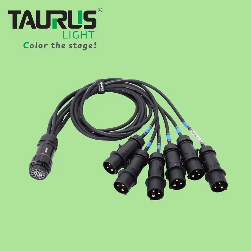 6 Way 19pin Socapex to CEE16A Socket Cable 1.5M 3 m 5M 10M Length