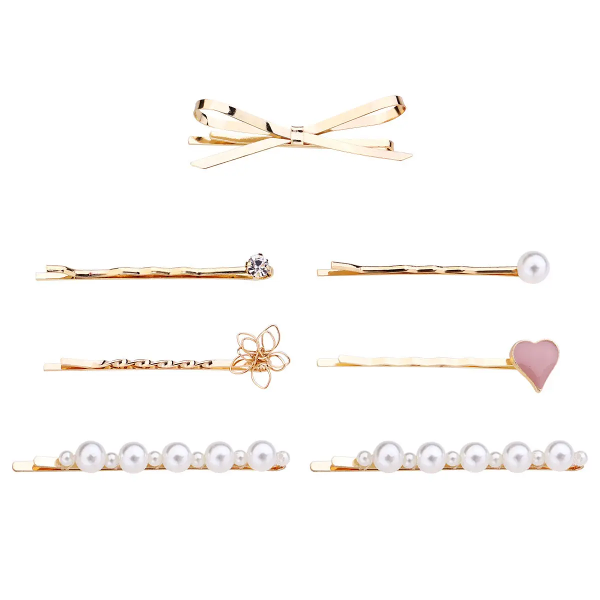 

7pcs Hair Clips Set Metal Barrette For Women Girls Pearl Hairpin Bang Clip Bobby Pins Party Wedding Accessory Braiding Tool