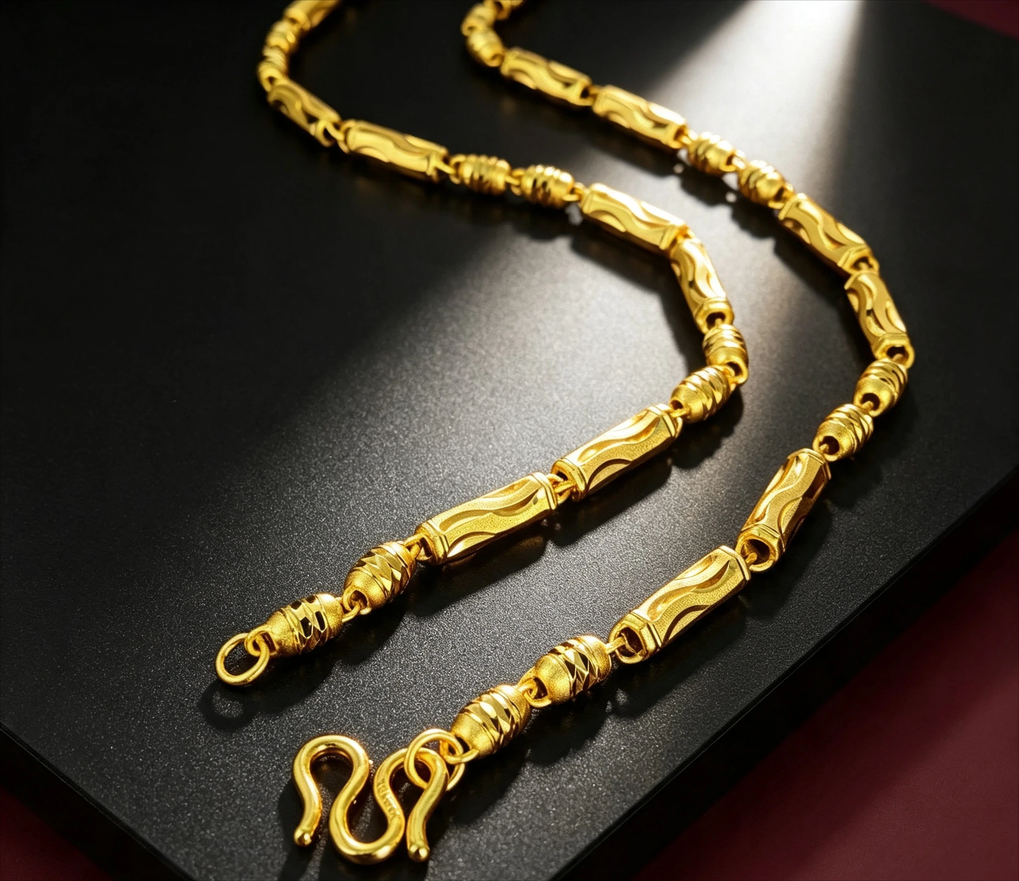 9999 old 6mm new double bamboo men's necklace exquisite fashionable solid gold men's jewelry Gift for girlfriend