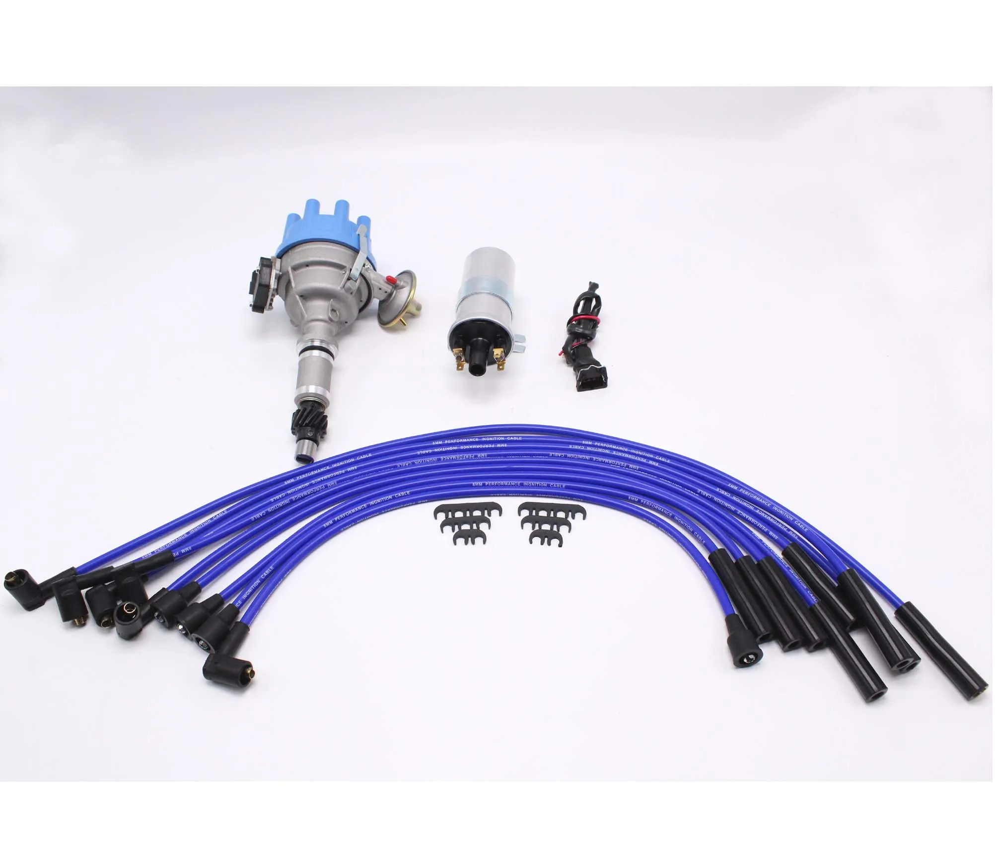 For Rover V8 35D Distributor Viper Ignition Coil and 8mm Blue HT Leads 3.5 3.9 4.2 VA2386