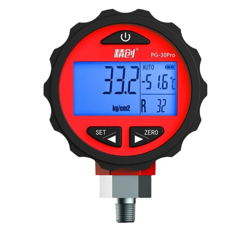 PG-30 Pro Red Blue Digital high low Pressure Gauges for HVAC 87+  kinds Refrigerants Backlight Plastic 0.001MPa
