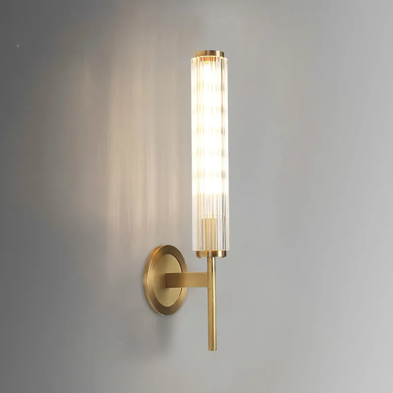 Bar salon Retro Brass wall Light vintage Copper Wall Lamp Luxury Living Room Glass Wall sconce Bathroom Mirror Light 220-240V