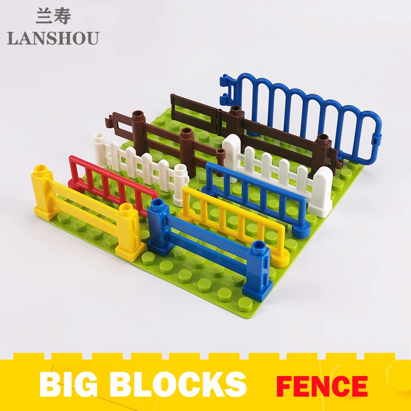 Big Size Building Blocks Farm Garden Zoo Fence Construction Accessories Compatible Large Bricks Children Moc Assembly Toys Gift