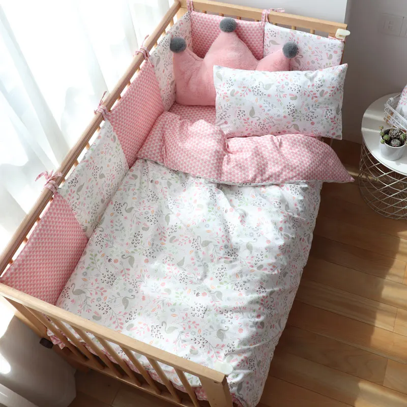 Nordic roupa de cama para bebê recém-nascido, algodão, kit berço com pára-choques, decoração do berçário infantil, tamanho personalizado