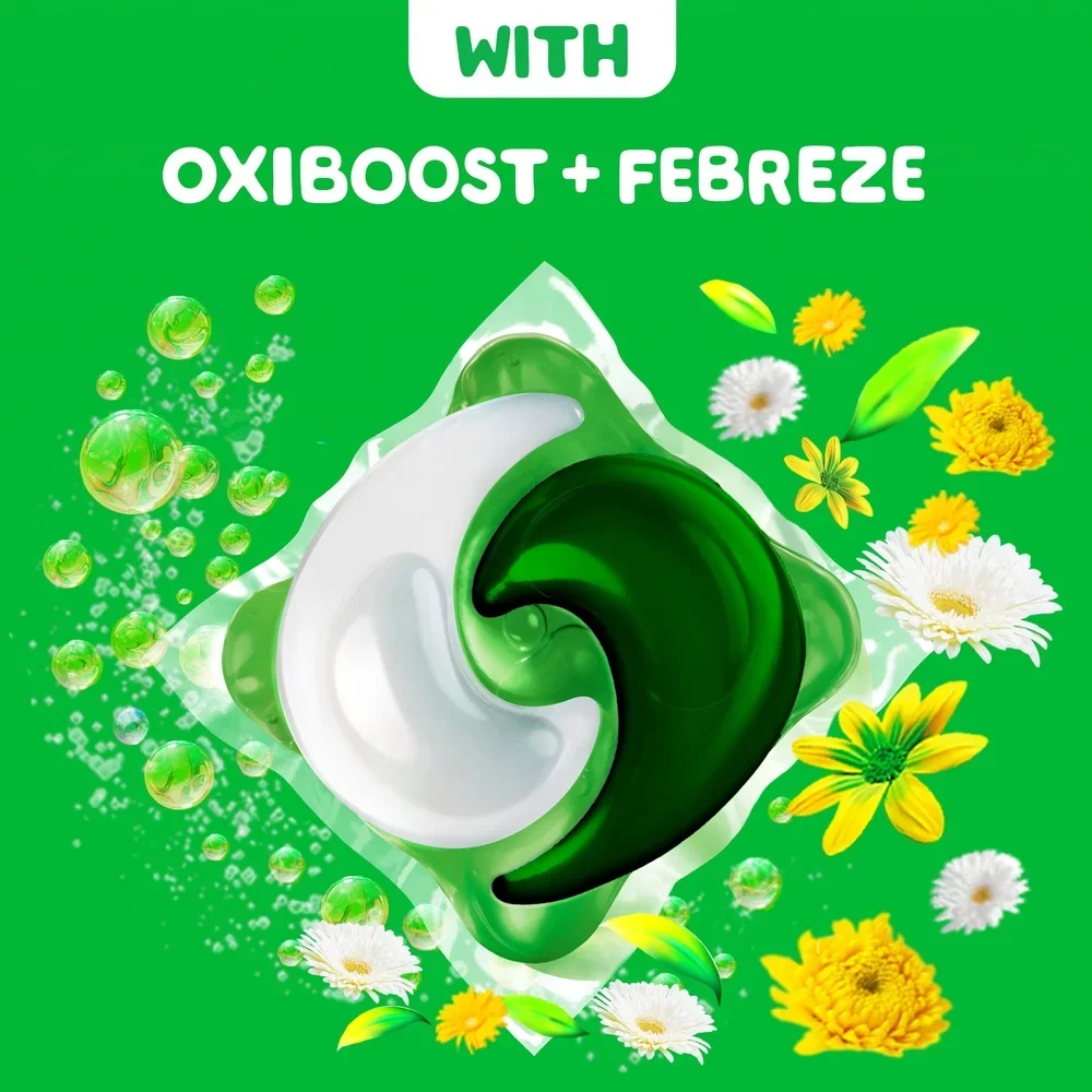 3 في 1 منظف الغسيل Pacs Oxi Boost Febreze نضارة مزيل البقع القرون 31 عدد جميع الماكينات آمنة للمياه الباردة