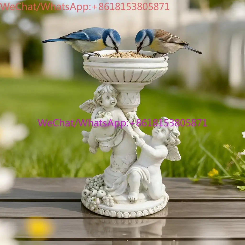 Garden courtyard angel shape resin bird feeder decoration outdoor handicraft ornament