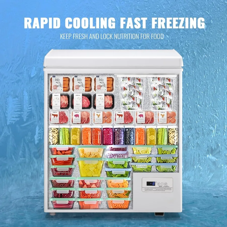 فريزر الصدر مع تحكم إلكتروني يتراوح من 41 إلى -15 للحفاظ على الطعام على جراج المطبخ أو شركات الطابق السفلي