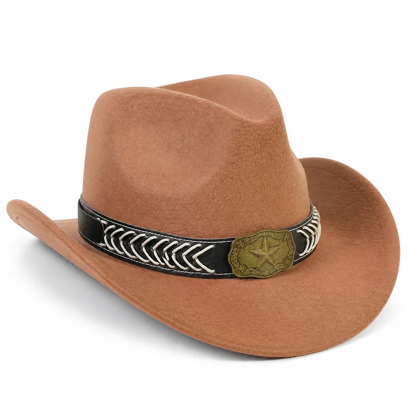 Kids Western Cowboy Hat for Boys & Girls, Sheriff Cap with Star Buckle - Breathable Halloween Costume & Birthday Party Role Play