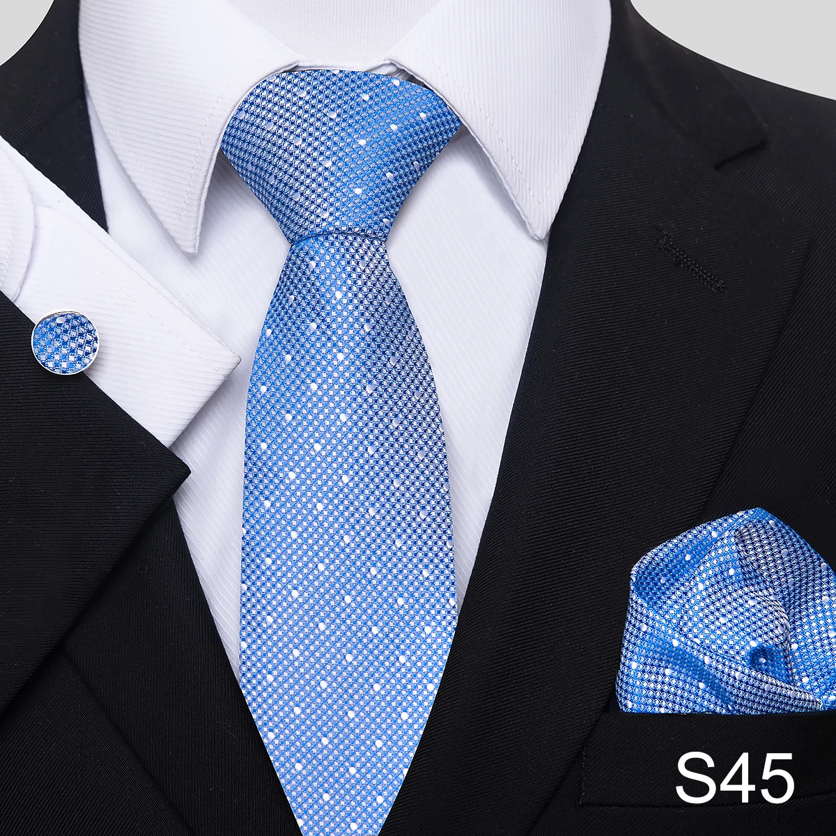 Herren-Krawatten-Set, 3-teilig, geeignet für formelle Anlässe, Hochzeiten und Bankette – Detail 6