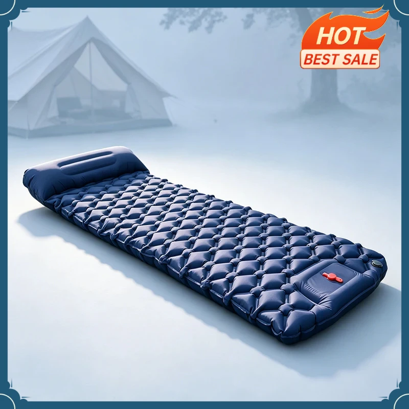 Ultralight Inflatable Camping Sleeping Pad Built-in Pump Air Mattress With Pillow Waterproof Portable Sleeping Mat For Outdoor T