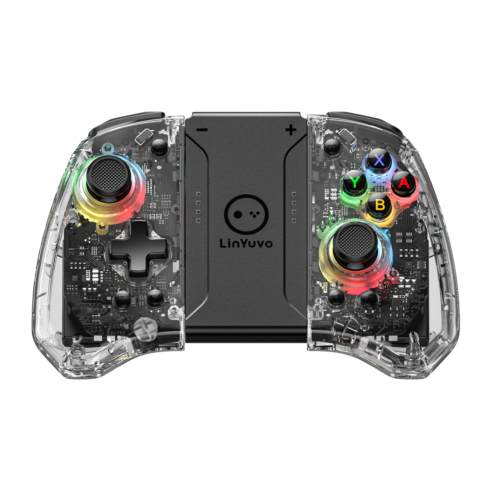 LinYuvo KS41 RGB Colorful Transparent Gamepad For Nintendo Switch Bluetooth Wireless Joypad With Automatic Wake-Up Controller