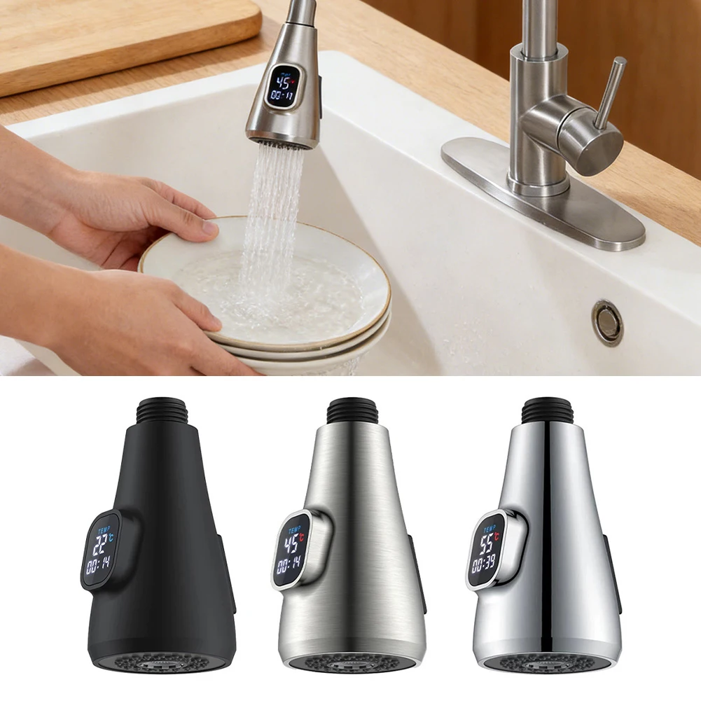 Pull-Out Kitchen Faucet Spray Head with Digital Water Temp Indicator Built for Reliable Performance for across Normal Use Cycles
