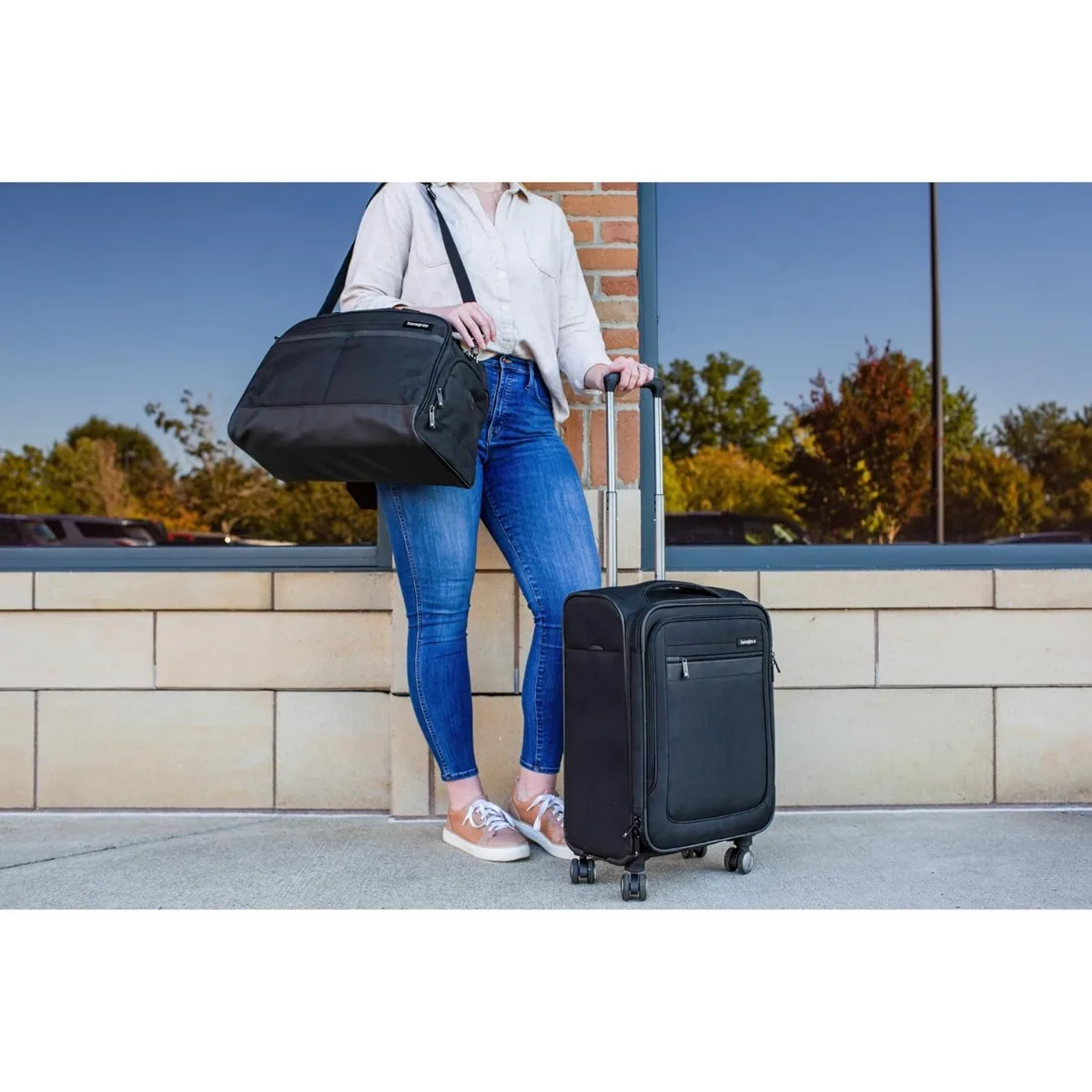 Samsonite-Ascella 3.0 Bagagem Expansível com Rodas Spinner, Preto, Expansível, 3Pc Set