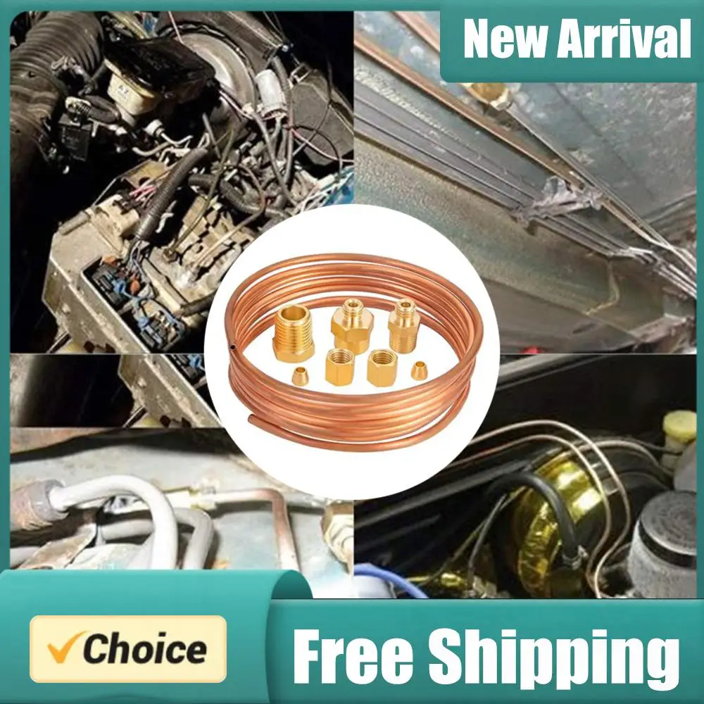 72 Inch Set of Copper Tube and Threaded Parts 1/8 Diameter Mechanical Oil Pressure Gauge Line Tubing Kit