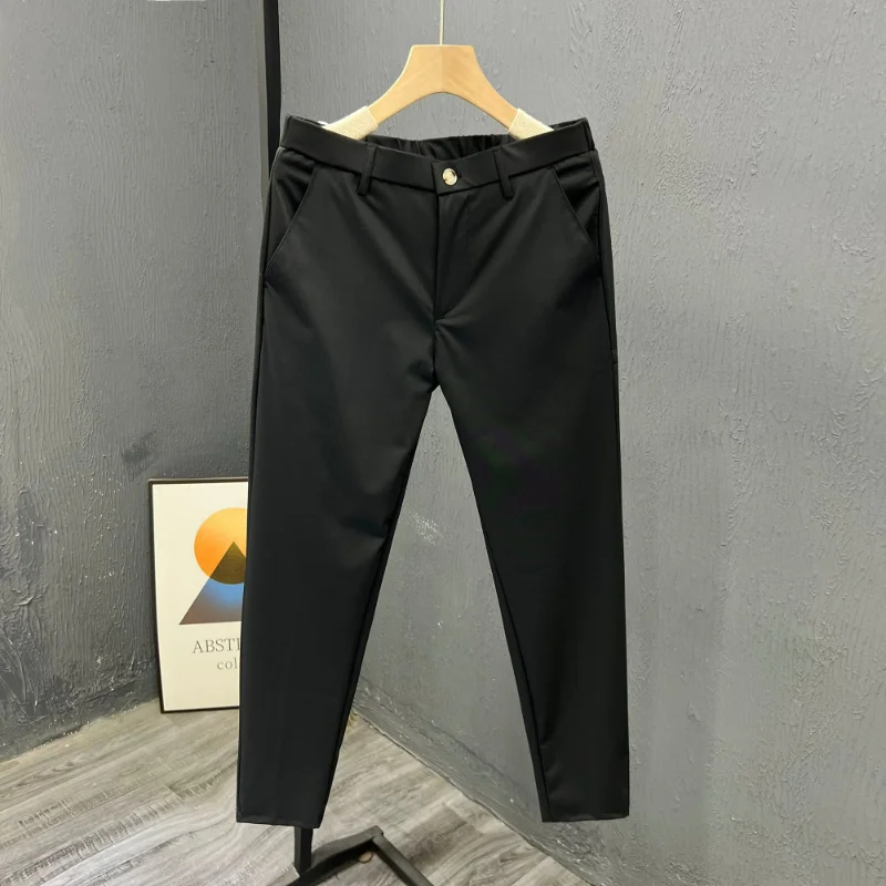 Men\'s Clothing Summer Fashion Business Casual All Match Suit Pants Formal Strecth Solid Straight Slim Trousers Pantalones Hombre
