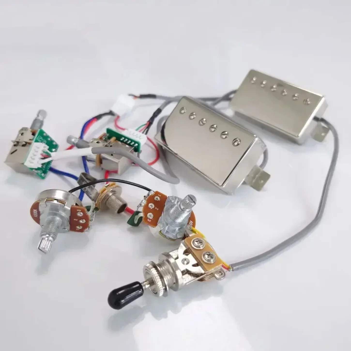 

Alnico 2 Classic 57 Humbucker Pickup Set Bridge Neck Chrome with Wiring Harness 2V1T 2V2T for LP Style Guitar Parts