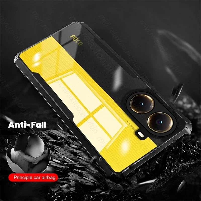حافظة PocoX7Pro غطاء خلفي من الأكريليك الكريستالي الشفاف لهاتف Xiaomi Poco X7 Pro 5G مصنوع من مادة البولي يوريثان الحراري الناعمة المقاومة للصدمات على Poko Little X7Pro