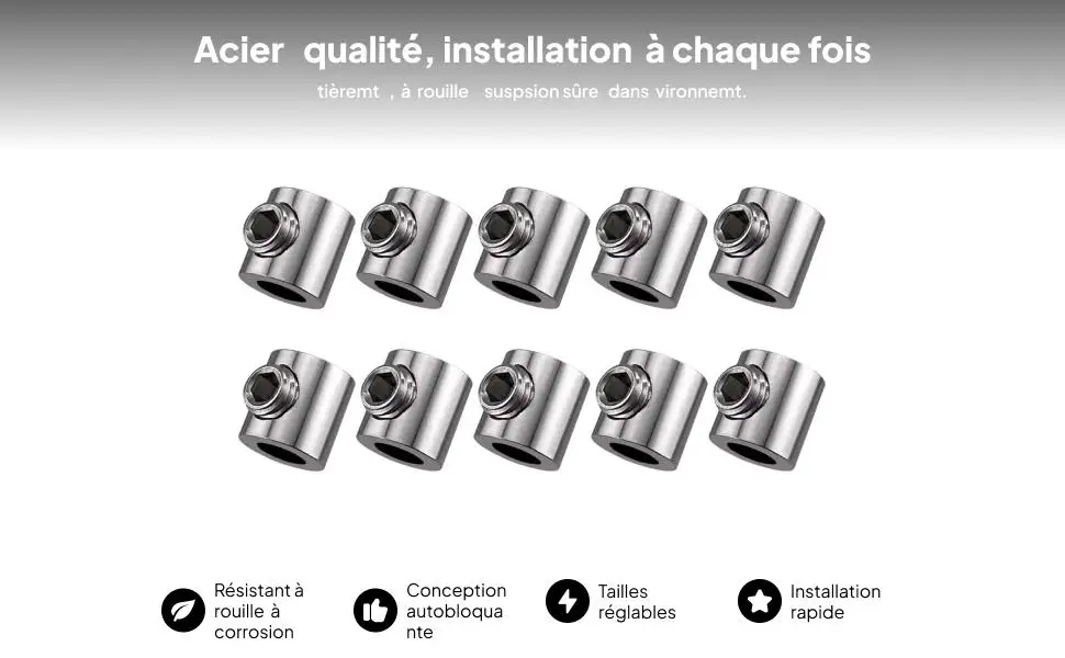 Wire Rope Clips Set Accessories for Fixing Shades, Fences Sturdy Easily Install