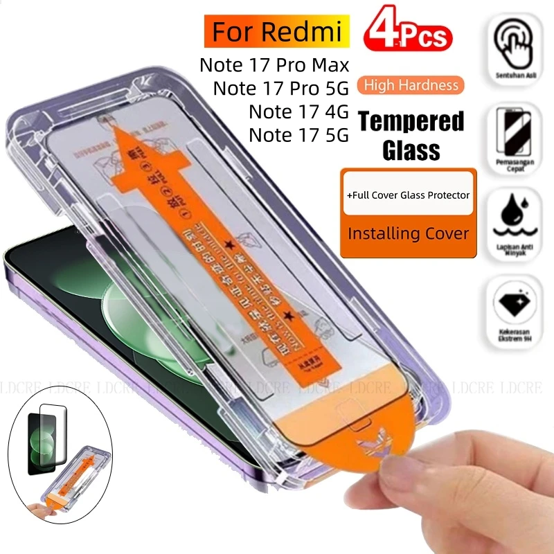 4/3/2/1 Stück für Redmi Note 17 Pro Max Glas Redmi Note 17 Pro Panzerglas Staubfreier Vollbildschutz Xiaomi Redmi Note 17