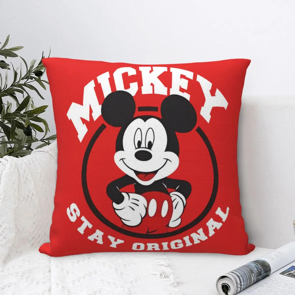 Disney Mickey Mouse Pillow Cover Stuff Soft Polyester Cushion Cover Gift Throw Pillow Case Cover Zipper 40X40cm Multiple Sizes