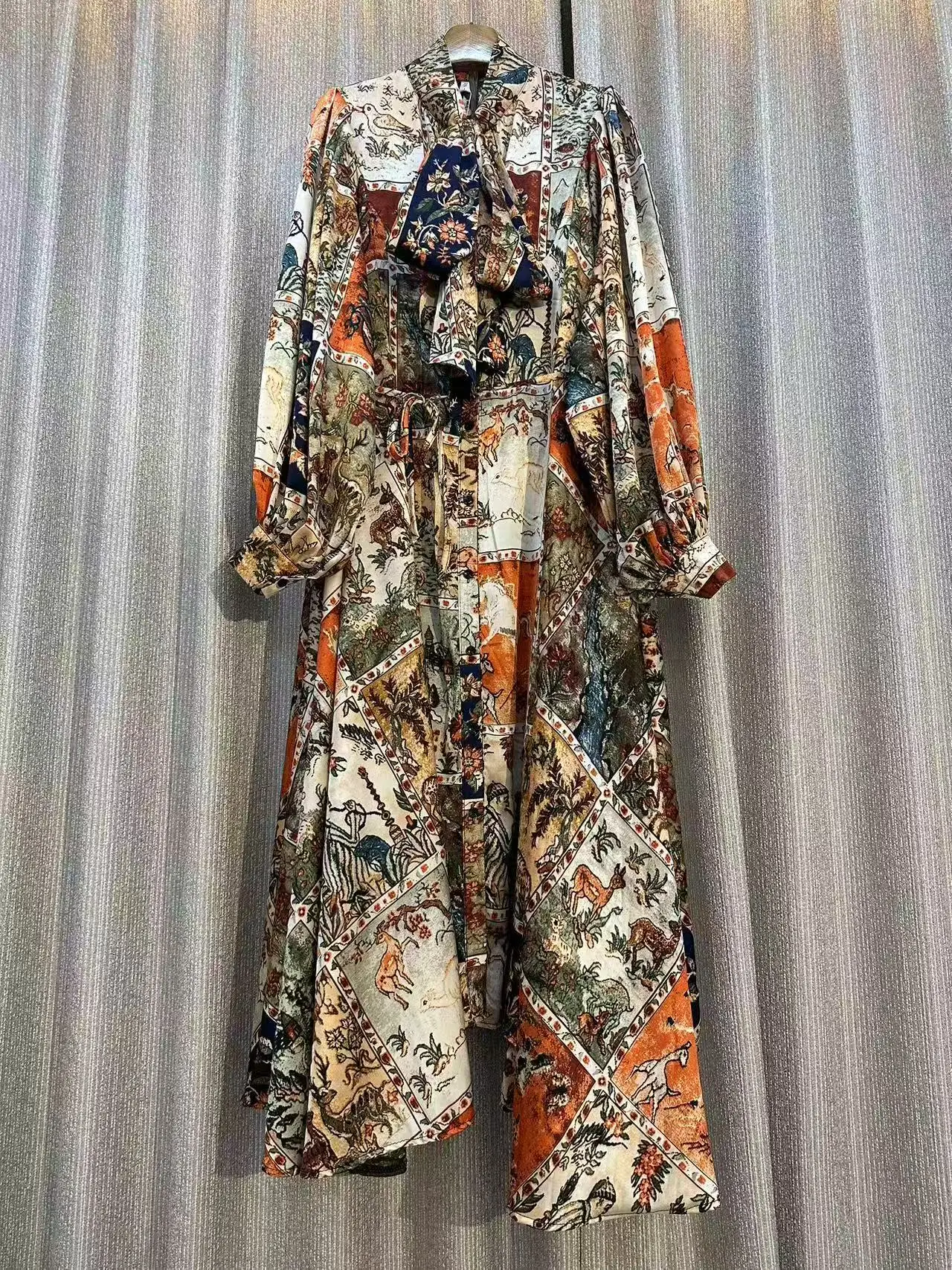 

2025 New Summer Bohemian pink Maxi Dress for Women Lantern Sleeve Irregular Print Loose Casual Holiday Vintage Party Fashion Rob