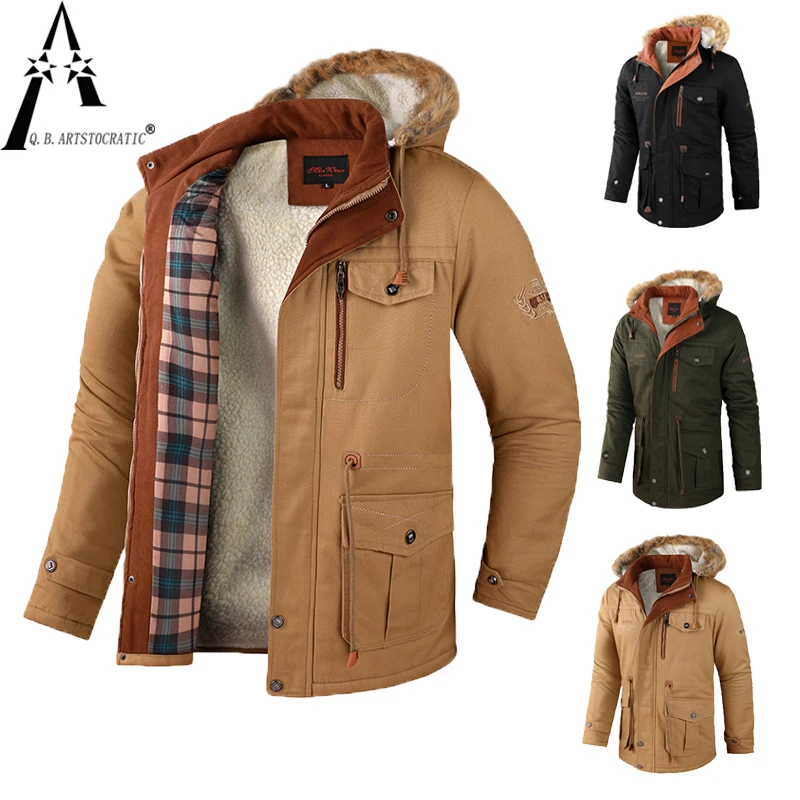 Men Warm Jacket Winter Parka Hooded Windbreaker Cotton Padded Thick Coat Male Slim Fit Casual Fleece Jackets Man Classic Parkas