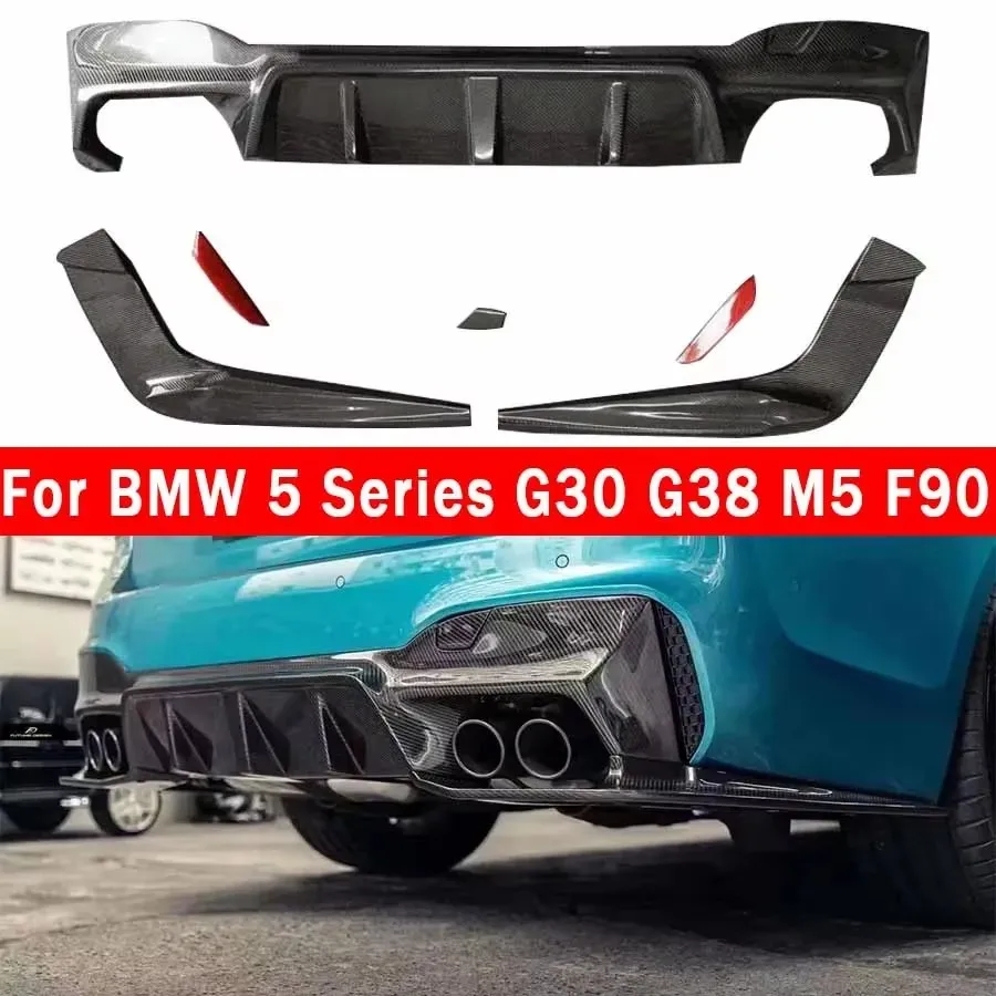 For BMW 5 Series M5 F90 G30 G38 3D Style Carbon Fiber Back lip Car Rear Bumper Diffuser Rear Splitters Spoiler Back lip Body Kit