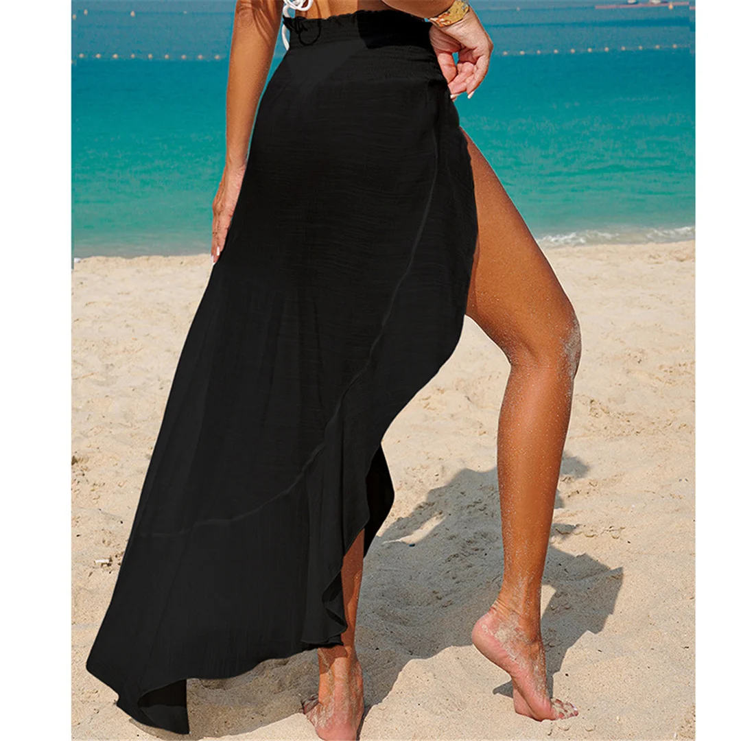 Solider, hochgeschlitzter, gehäkelter, gestrickter Strandrock, Tunika, Strand-Überwurf, Strandkleid, Strandmode, Damenbekleidung V7584 – Detail 12