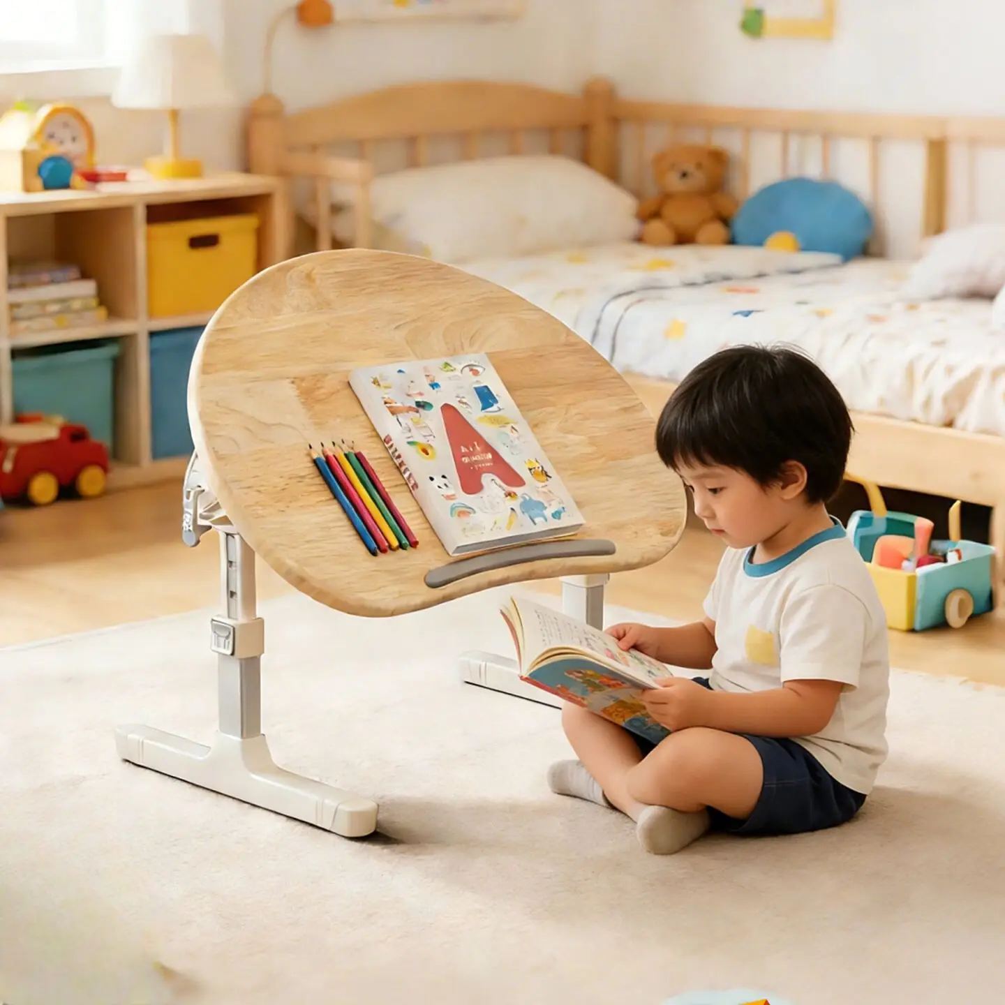 Solid wood peanut table Children's folding  Games toy table Lifting children's study  Household reading