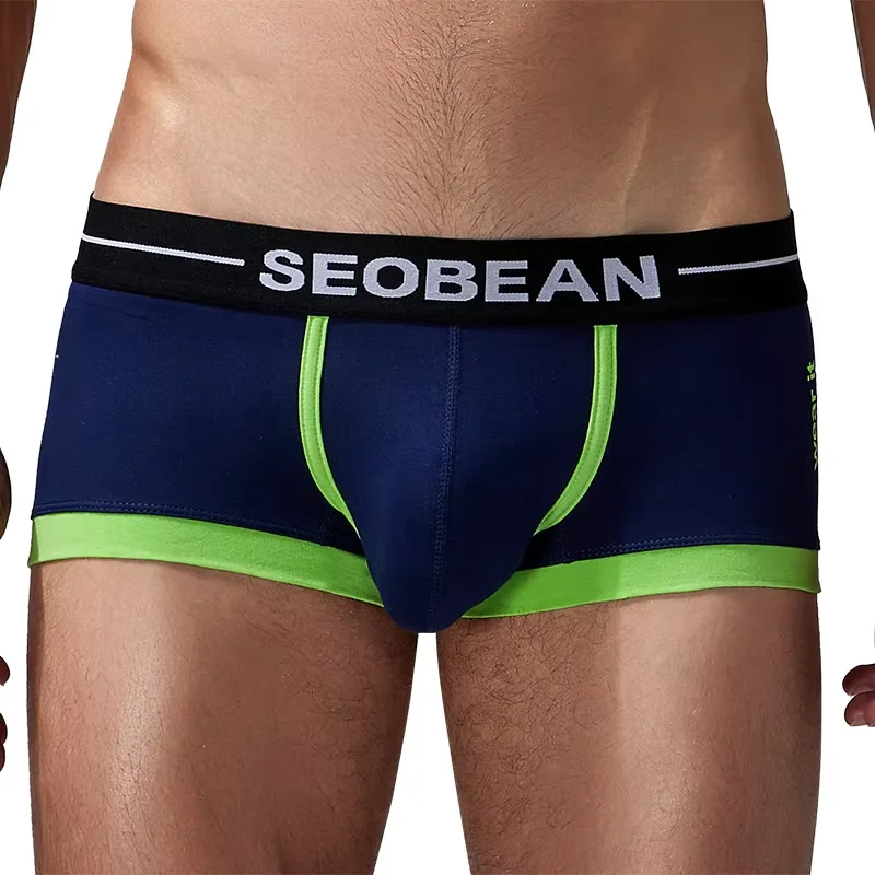 Cotton Bulge Boxy Underwear for Men Sexy Low-rise U Convex Pouch Sports Boxer Briefs Male Breathable Sweat Absorption Underpants