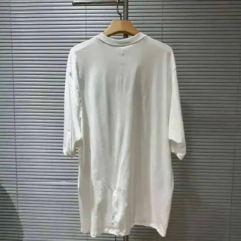 HKSH Summer Men\'s Tide Dark High Street Trendy Letters Print T-shirt Women Round Collar Cotton Oversized Loose Short Tees HK3578