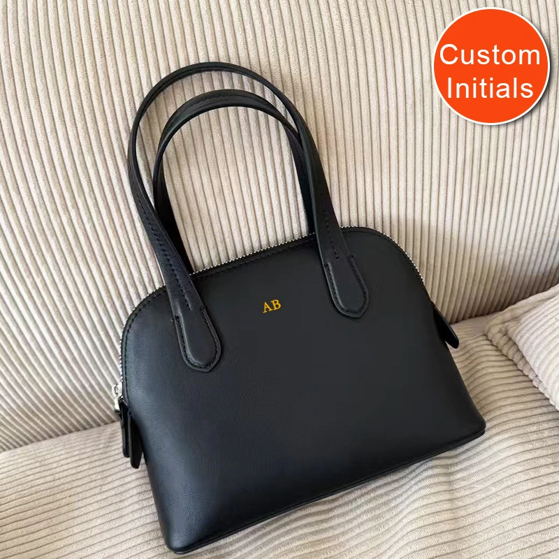حقائب شل الجلدية الأصلية ذات الأحرف الأولى المخصصة مجانًا للنساء، حقائب يد ومحافظ فاخرة من تصميم المصممين لعام 2026، حقيبة كتف صغيرة بمقبض علوي من جلد البقر الطبيعي جديدة جودة عالية ًالشحن مجانا وصول الشحن السريع #1