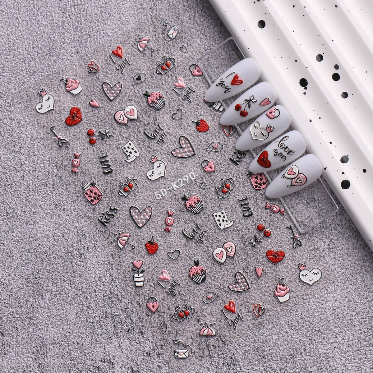 3 قطع من ملصقات فن الأظافر المنقوشة لعيد الحب، سهلة الاستخدام لتزيين الأظافر، DIY، هدية، تصفيف مكياج الحفلات، Y2K #4