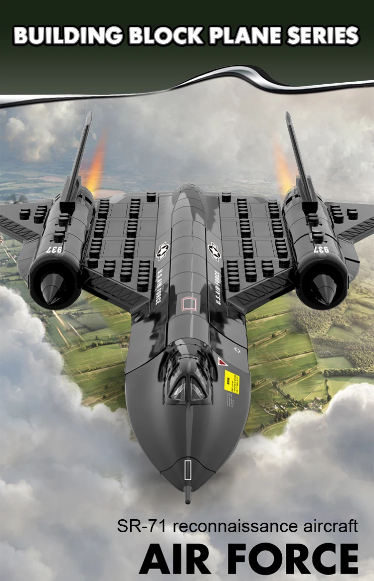 Modèle Avion SR-71 Blackbird En Alliage 1/144 - Collection, Décoration - 22,5 X 11,5 X 14 Cm, Avec Présentoir - 8