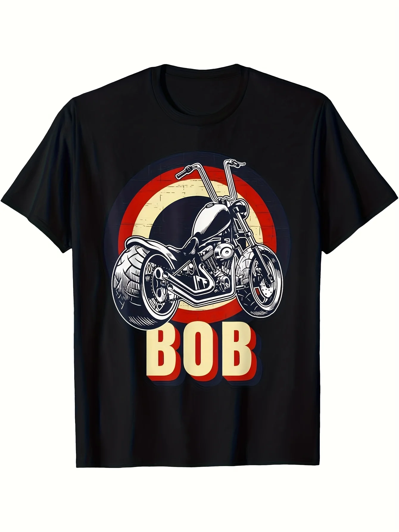 2026 Men's Bob the Bobber Motorcycle Club T-Shirt - Heavy-Duty Bob Lettering & Chop Bike Design, Retro Biker Tee for All-Season