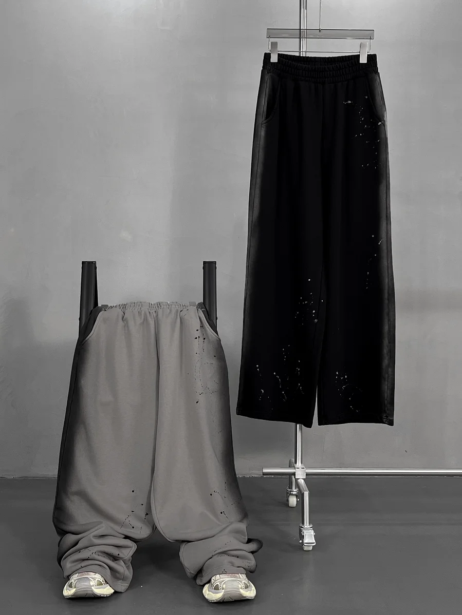 

Artiemaster Men's Casual Pants Street Sle Side Spray fiti Waed Loose Fit Straight Leg Long Trousers Youth Faion