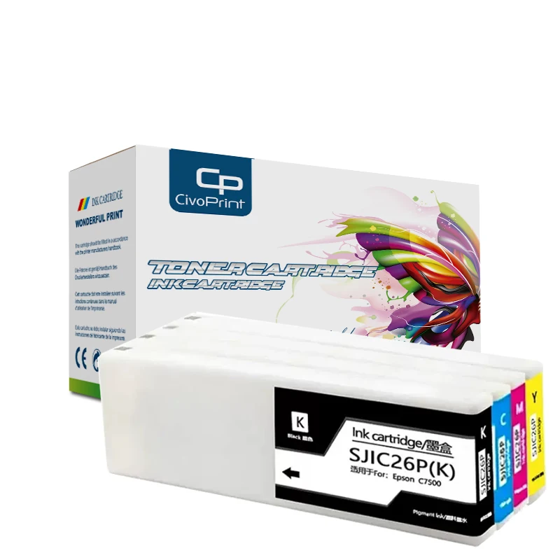 300ml SJIC26P SJIC26P(K) SJIC26P(C) SJIC26P(M) SJIC26P(Y) Compatible Ink Cartridge With Chip for Epson TM-C7500 Label Printer
