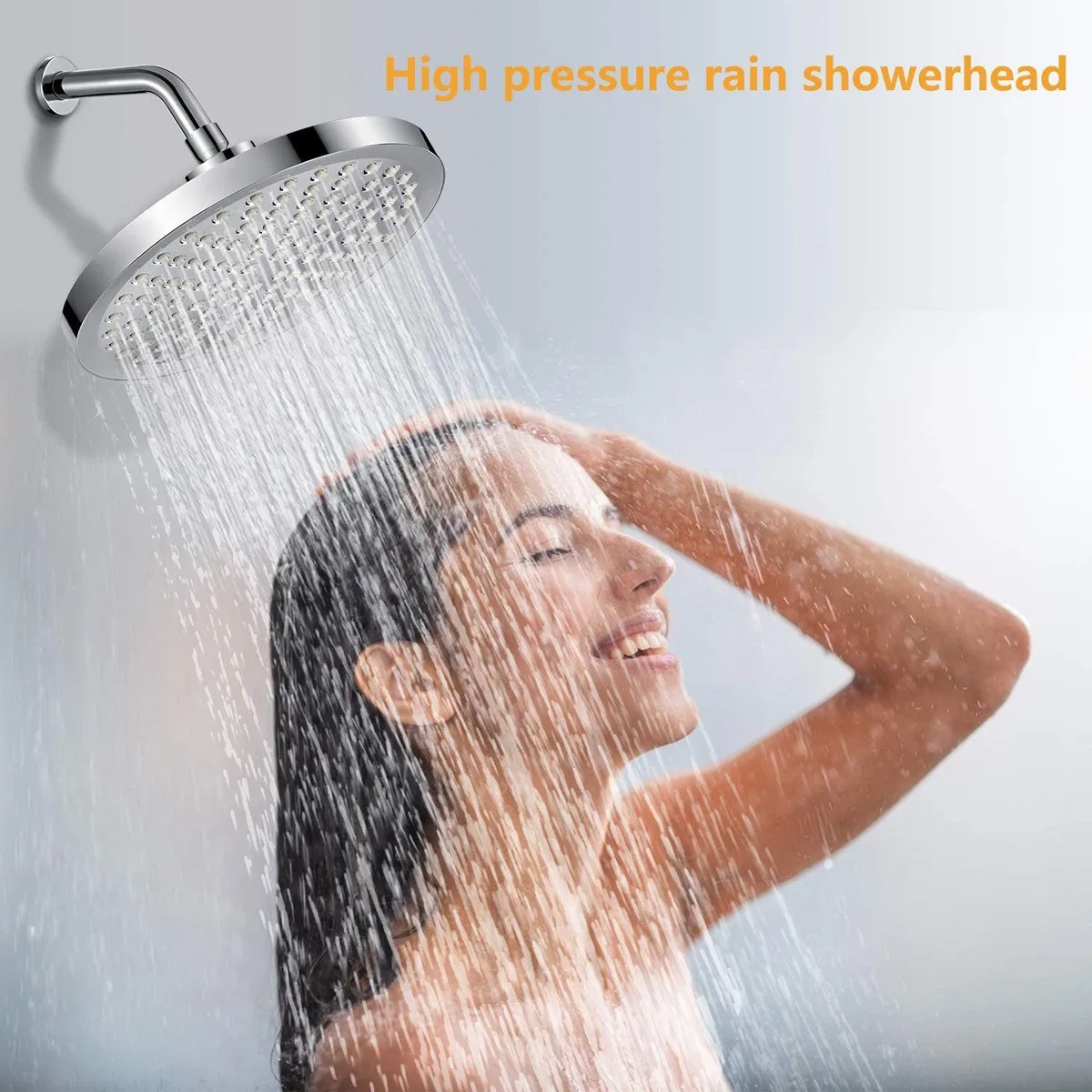 Round 6 Inch Shower Set Booster Fully Electroplated Shower Head Home Set Bathroom Extension Shower Rod Set For Bathroom